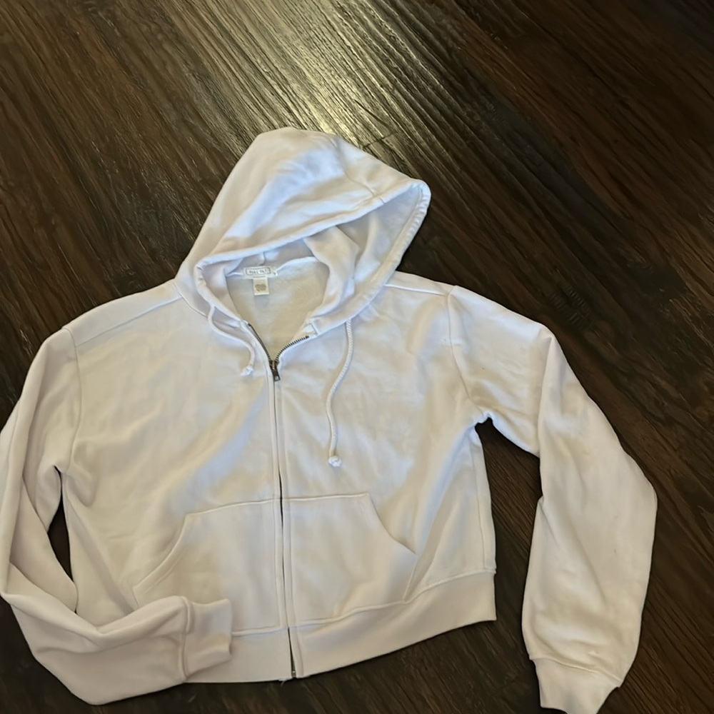Full tilt essentials, zip up white crop hoodie